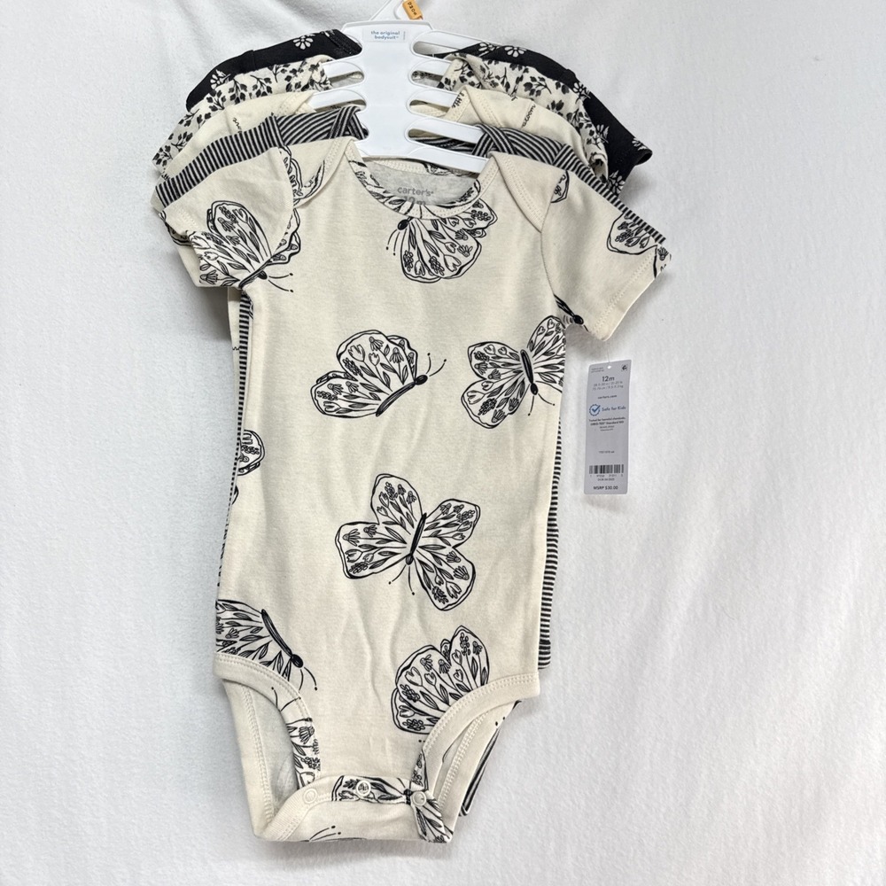 Carter's 5 Pack Short Sleeve Bodysuits Snap Closure 12 months 5 Colors w/Hanger